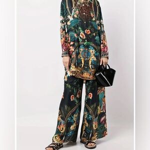Floral Chains Allover Print Two-piece Loungewear Vacation Set